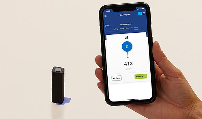 Der UV Analyzer ist ein innovatives, app-basiertes UV-Strahlen-Messgerät