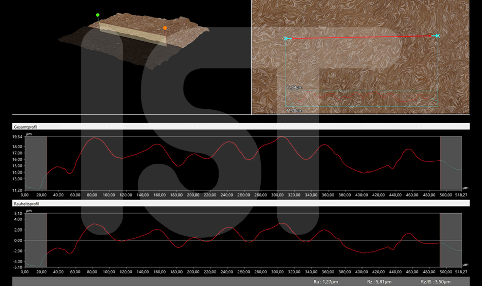 3-D image of a matting with excimer